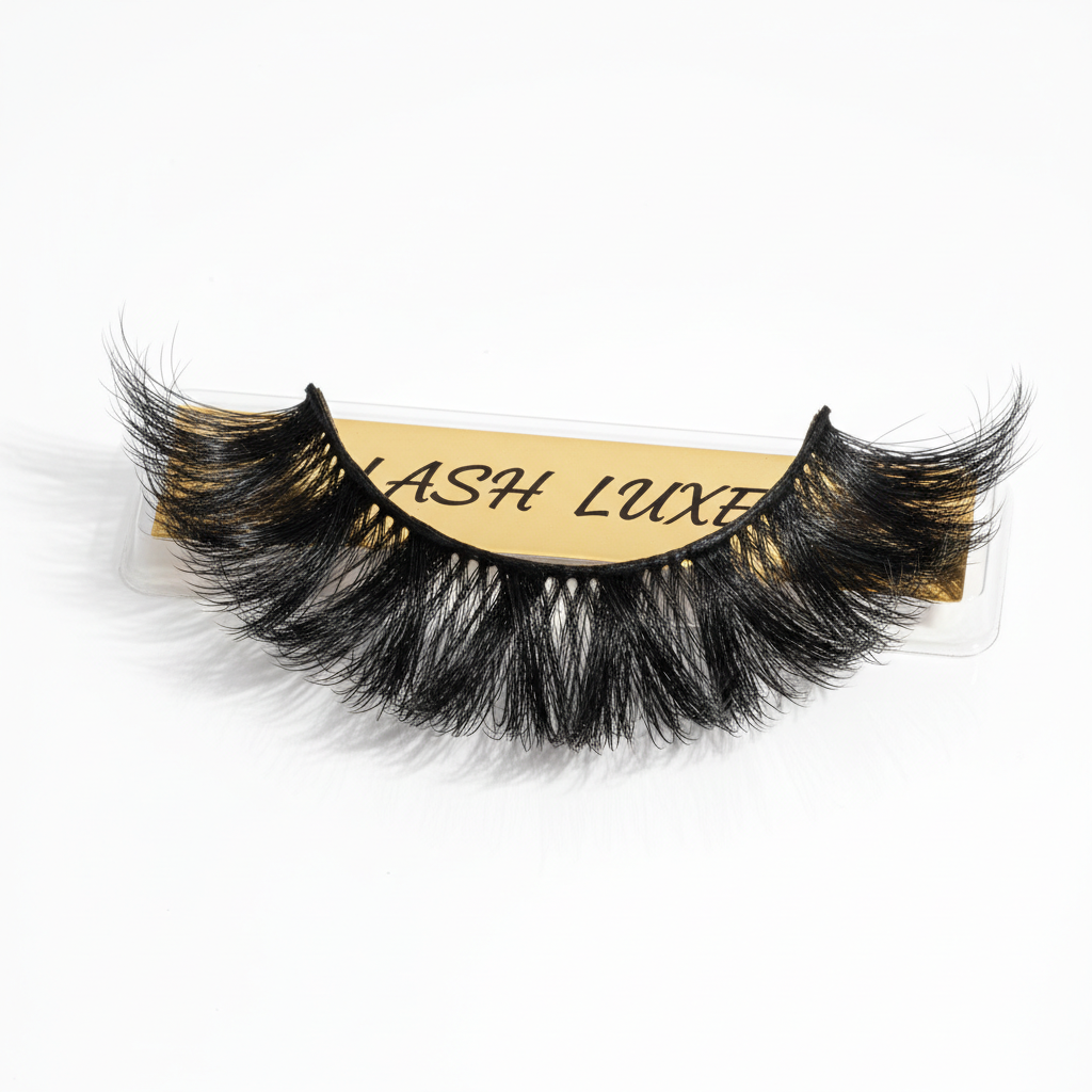 3D faux mink eyelashes on white background