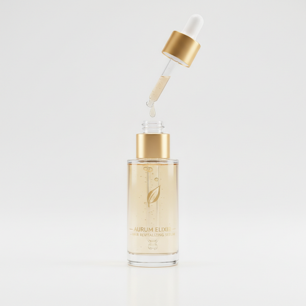 Hair growth serum dropper bottle on white background